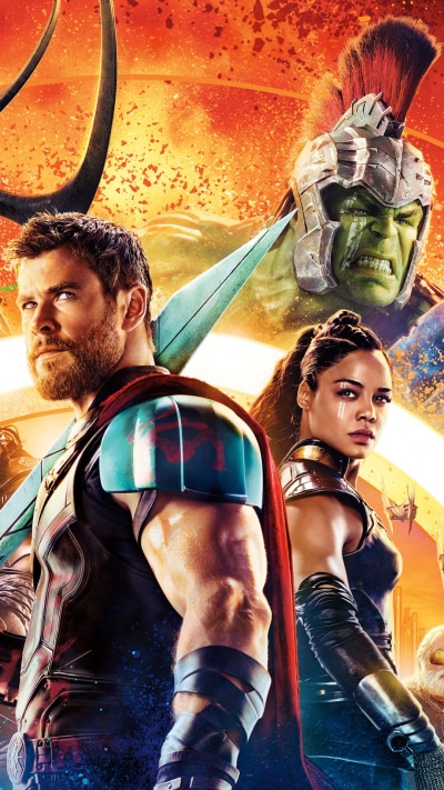 Movie Thor: Ragnarok, Chris Hemsworth, Tessa Thompson, Thor, Hulk, Valkyrie (Marvel Comics), 1080x1920