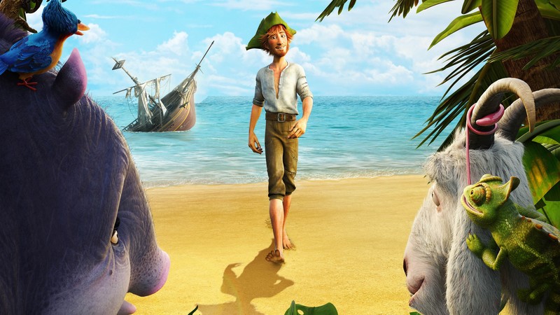Robinson Crusoe, parrot, goat, Hedgehog, Best Animation Movies, cartoon