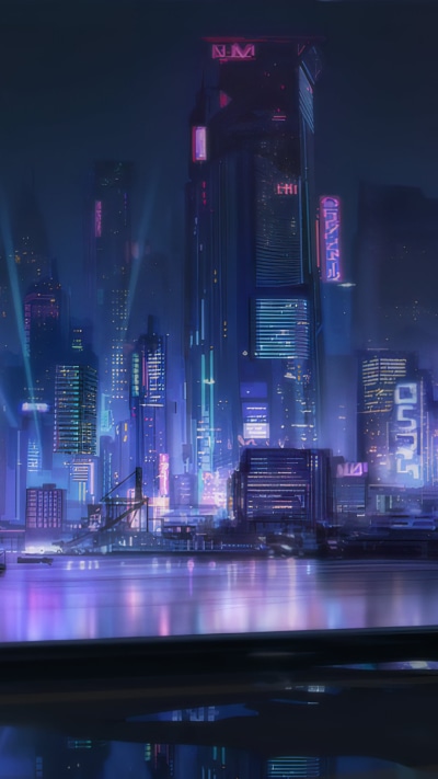 Video Game Arknights, City, Night, 1080x1920