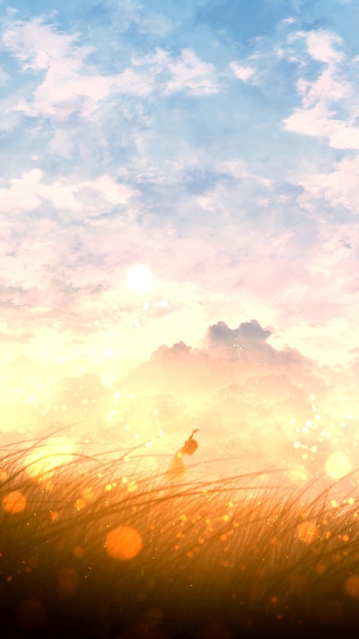 Anime Sunset, Sky, Field, Cloud, 1080x1920