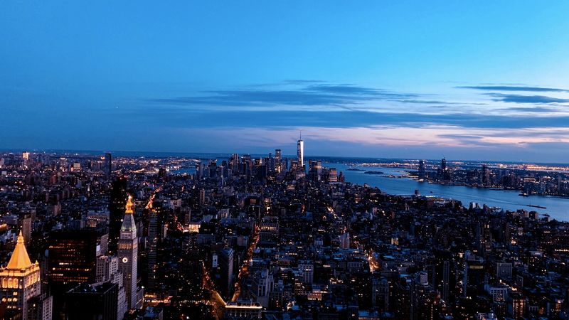 city, skyline, buildings, evening, 4k