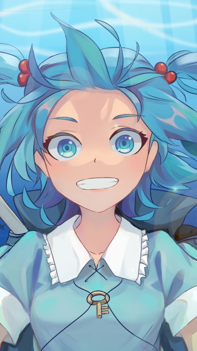 Anime Touhou, Face, Nitori Kawashiro, Blue Eyes, 1080x1920
