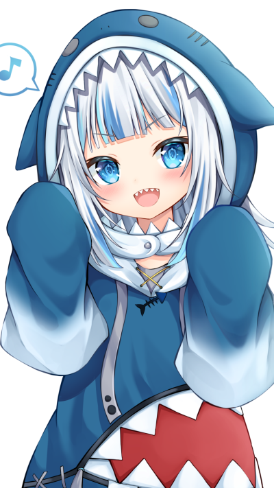 Anime Virtual Youtuber, Gawr Gura, White Hair, Blue Eyes, Hololive, 1080x1920