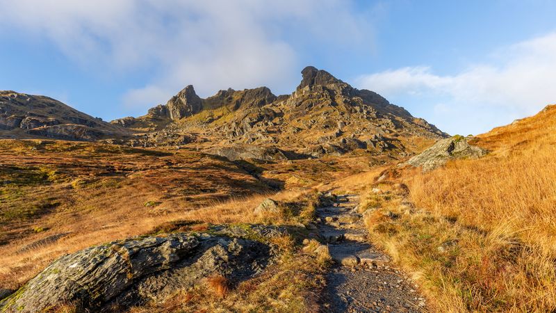 mountains, rocks, path, nature, 4k