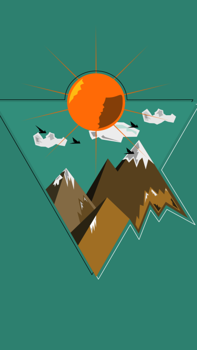 Artistic Minimalist, Mountain, Sun, 1080x1920