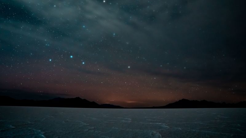 night, starry sky, mountains, dark, landscape, 4k