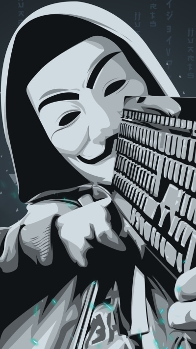 Technology Anonymous, Mask, Keyboard, 1080x1920