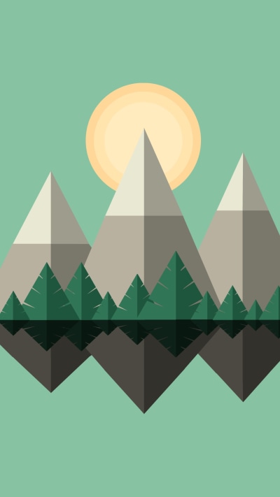 Artistic Minimalist, Mountain, Tree, Sun, 1080x1920