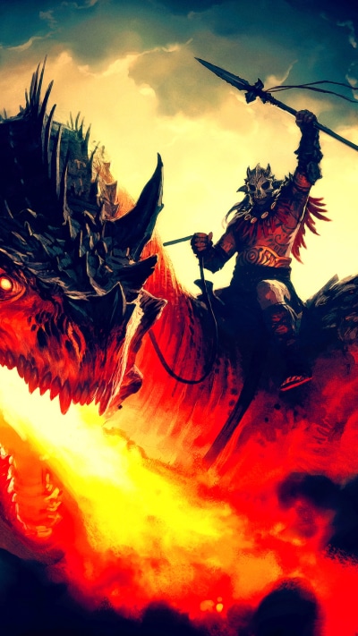 Fantasy Dragon, Dragon Rider, 1080x1920