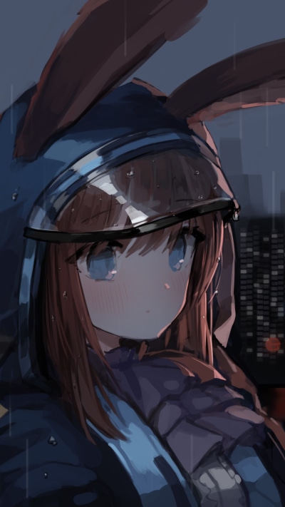 Video Game Arknights, Brown Hair, Animal Ears, Night, Aqua Eyes, Amiya (Arknights), 1080x1920