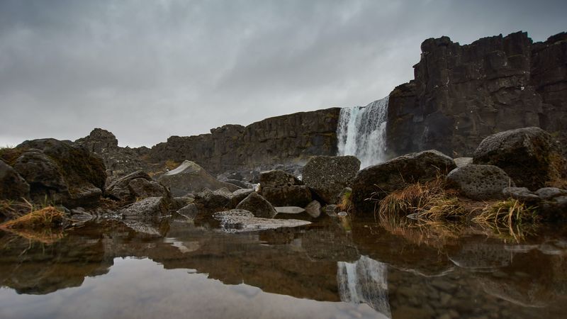 waterfall, stones, water, rocks, 4k