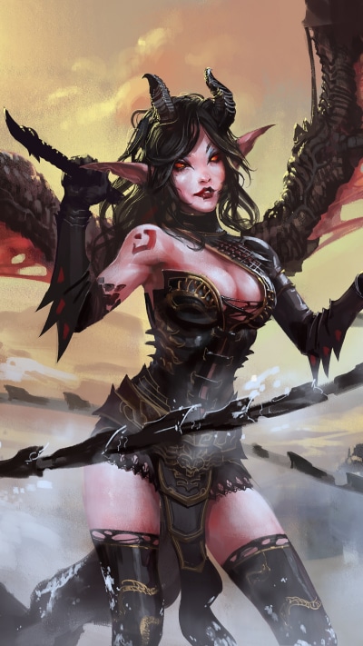 Fantasy Demon, Wings, Horns, 1080x1920