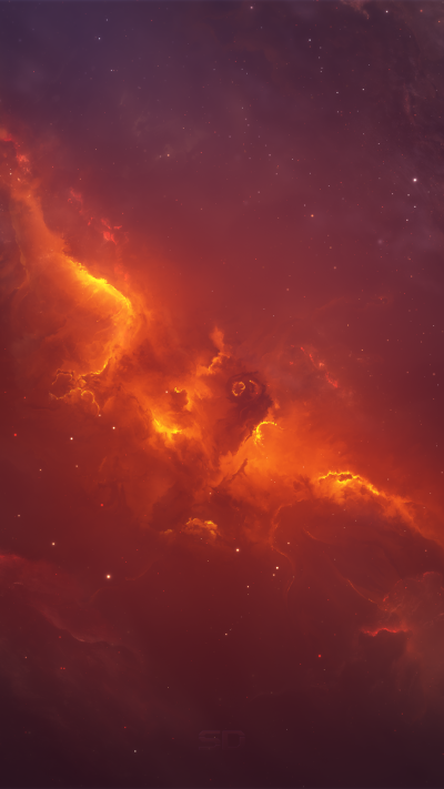 Sci Fi Nebula, Orange (Color), Space, 1080x1920