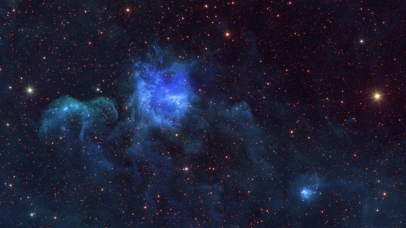 nebula, stars, space, blue, 4k
