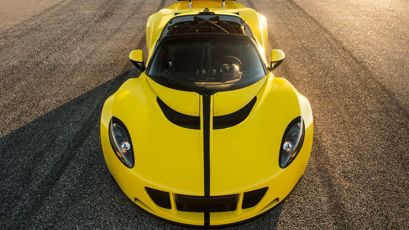 Hennessey Venom GT Spyder, yellow, sport car, racing, SEMA 2015