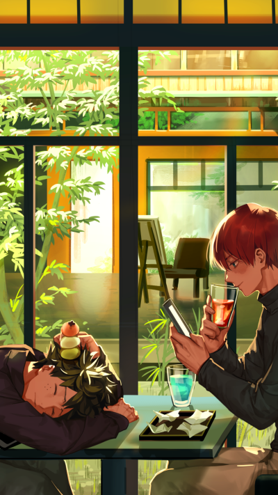 Anime My Hero Academia, Shoto Todoroki, Izuku Midoriya, 1080x1920