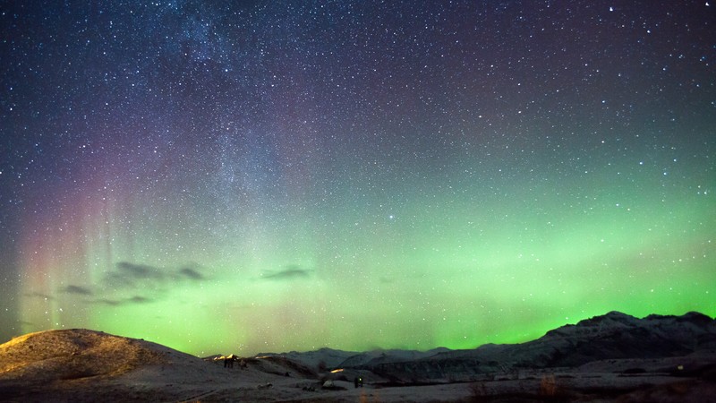 Iceland, 4K, northern lights, mountains, night, stars
