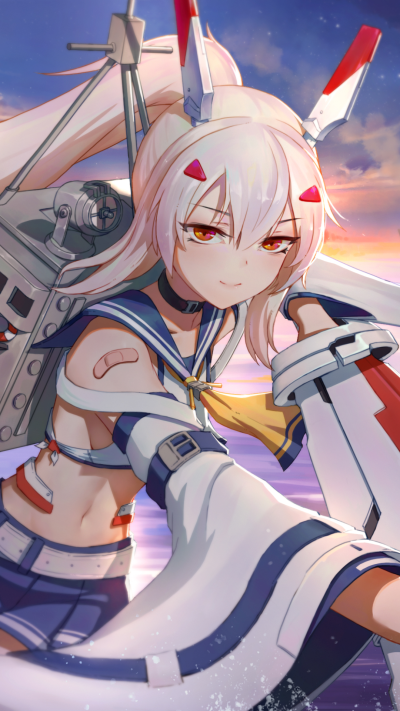 Anime Azur Lane, Long Hair, Ayanami (Azur Lane), White Hair, Red Eyes, 1080x1920