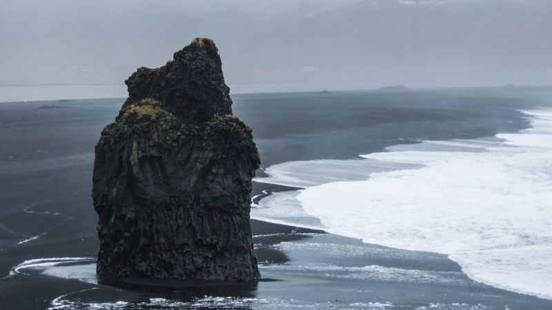 block, fog, waves, coast, 4k