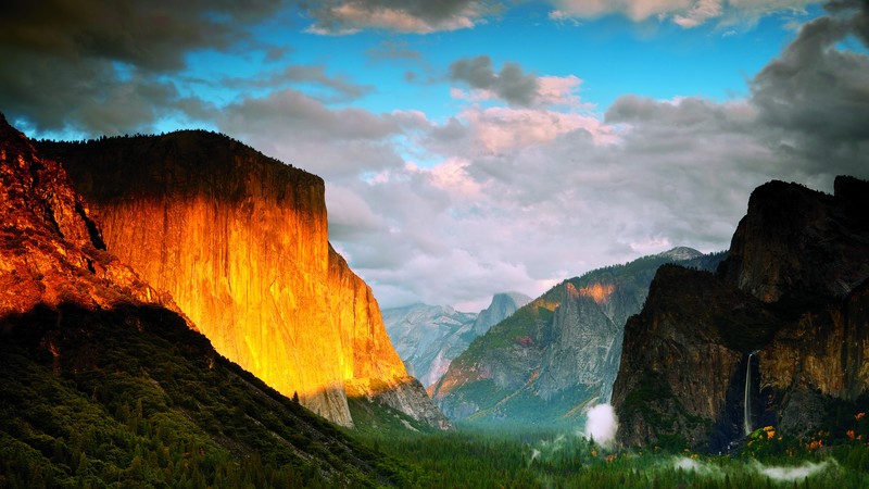 mountains, 4K, water, forest