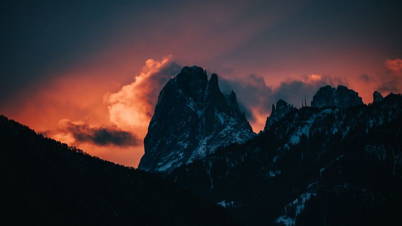 block, peak, sunset, cloud, 4k