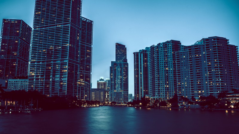 Miami, skyscrapers, night, cityscapes, tourism, travel