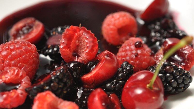 Salad, berries, raspberry, cherry