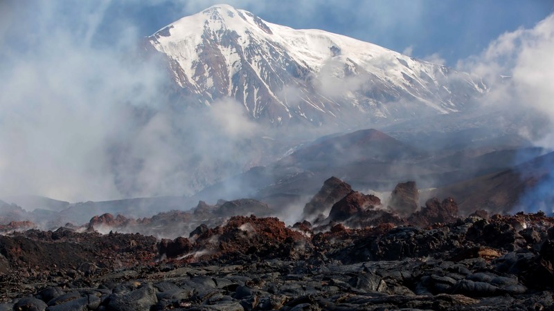 Kamchatka, 4K, Russia, mountains, volcano, smoke