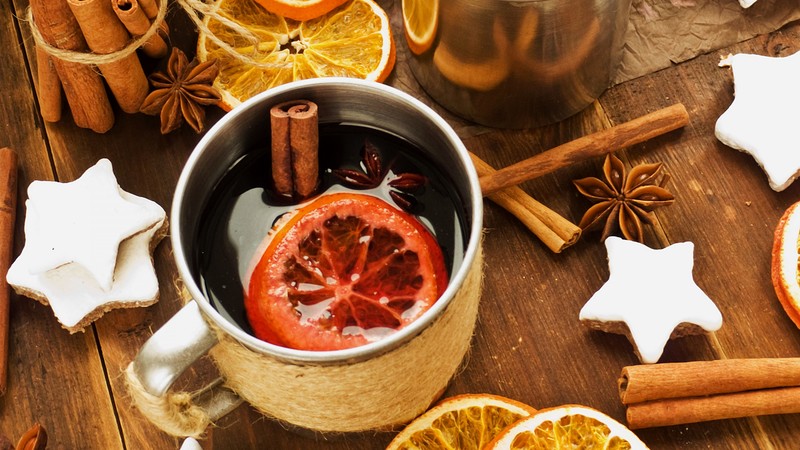 mulled, drink, alcohol, wine, wine, spices, cinnamon, anise, fruit, orange