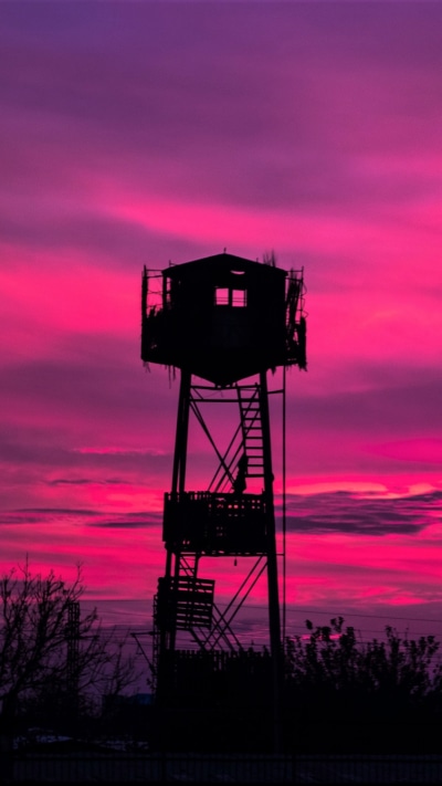 Photography Sunset, Silhouette, Sky, Watchtower, Pink, 1080x1920
