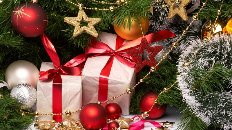 New Year, gifts, jewelry, toys, fir-tree