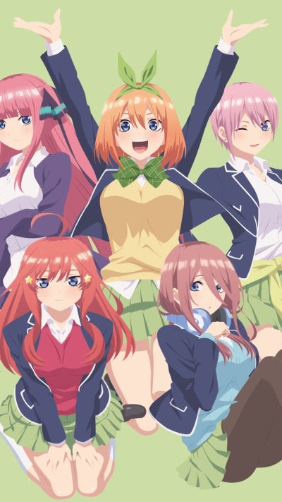 Anime The Quintessential Quintuplets, Itsuki Nakano, Ichika Nakano, Nino Nakano, Miku Nakano, Yotsuba Nakano, 1080x1920