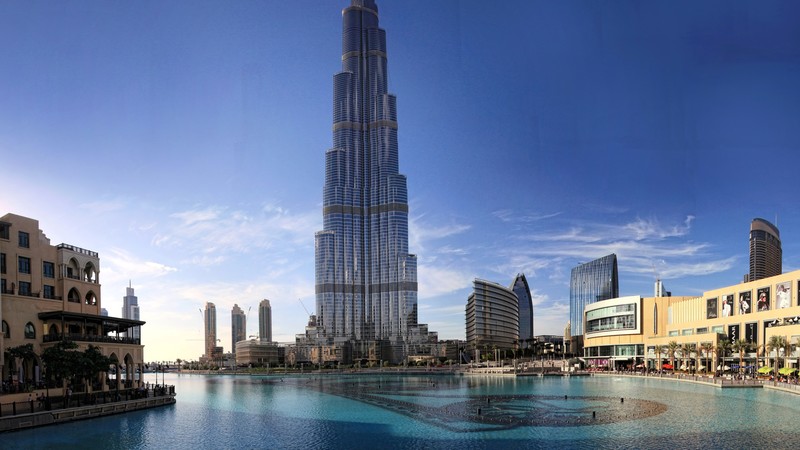 Khalifa Tower, Dubai, sky, clouds, water, pool, hotel, resort, travel, booking, vacation