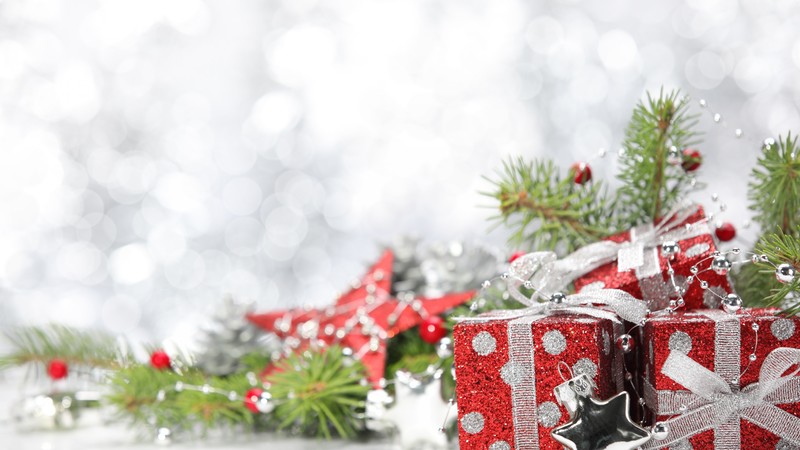 Christmas, New year, decorations, balls, star, gifts