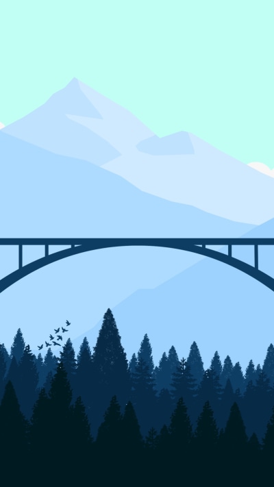 Artistic Minimalist, Bridge, Mountain, 1080x1920