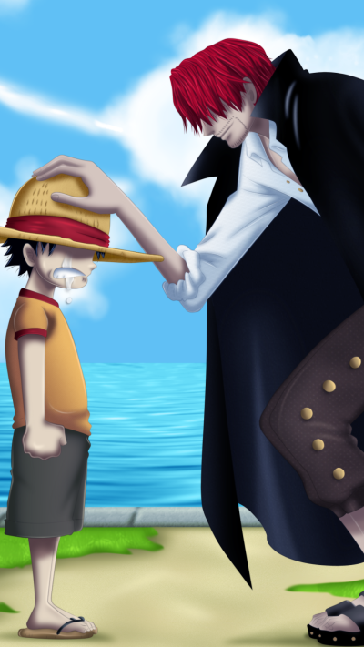 Anime One Piece, Monkey D. Luffy, Shanks (One Piece), 1080x1920