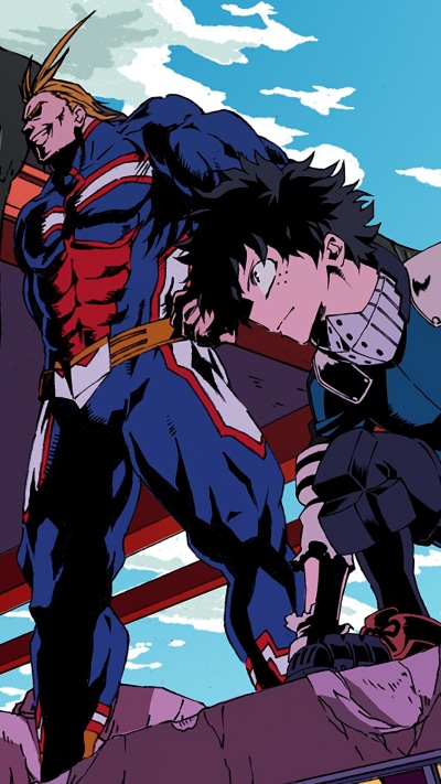 Anime My Hero Academia, All Might, Blonde, Izuku Midoriya, Black Hair, 1080x1920