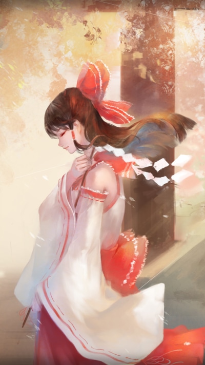 Anime Touhou, Reimu Hakurei, 1080x1920