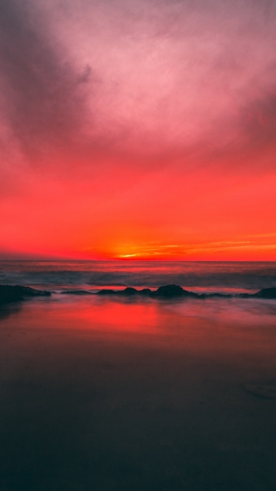 Earth Sunset, Sky, Sea, Beach, Horizon, 1080x1920