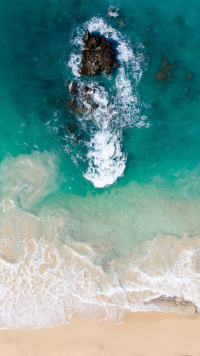 Earth Ocean, Aerial, Beach, Sand, Wave, Foam, 1080x1920