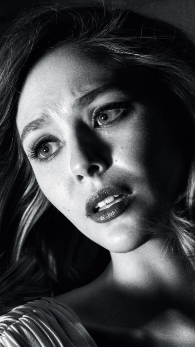 Celebrity Elizabeth Olsen, Actress, American, Face, Black and White, 1080x1920