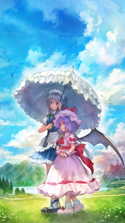 Anime Touhou, Remilia Scarlet, Sakuya Izayoi, 1080x1920