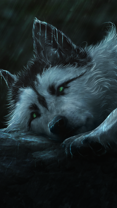 Fantasy Wolf, Rain, 1080x1920