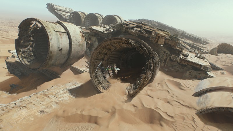 Star Wars: Episode VII - The Force Awakens, spaceship, desert