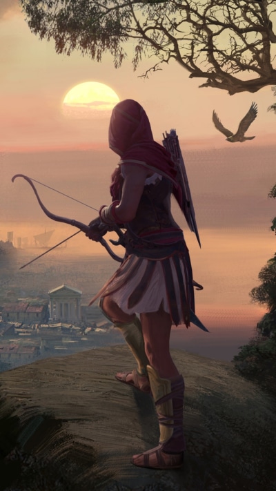 Video Game Assassins Creed Odyssey, Archer, Bow, Woman Warrior, 1080x1920