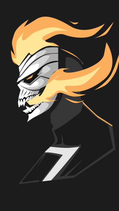 Comics Ghost Rider, Teeth, Minimalist, Skull, Fire, 1080x1920