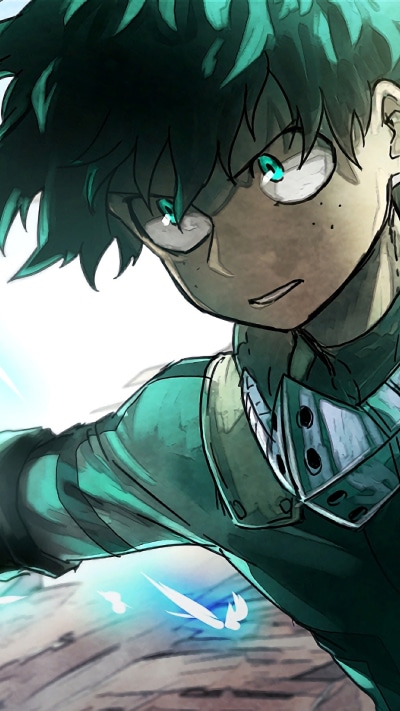 Anime My Hero Academia, Izuku Midoriya, Green Eyes, Green Hair, 1080x1920