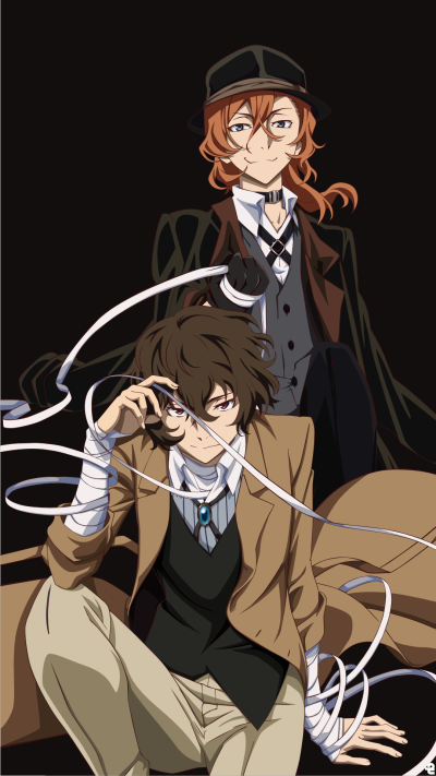 Anime Bungou Stray Dogs, Osamu Dazai, Chuya Nakahara, 1080x1920