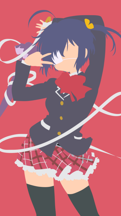 Anime Love, Chunibyo and Other Delusions, Blue Hair, Bow (Clothing), Eye Patch, Love Chunibyo and Other Delusions, Minimalist, 1080x1920