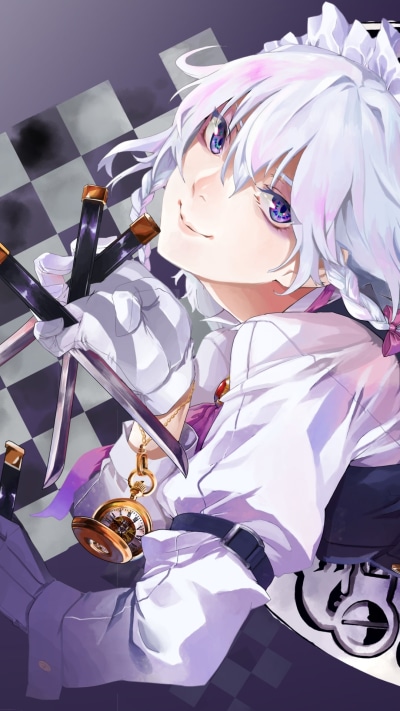 Anime Touhou, Maid, Dagger, Sakuya Izayoi, 1080x1920